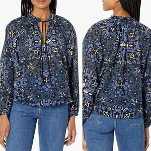 Joie Ogdine Medallion Print Cotton Popover Blouse